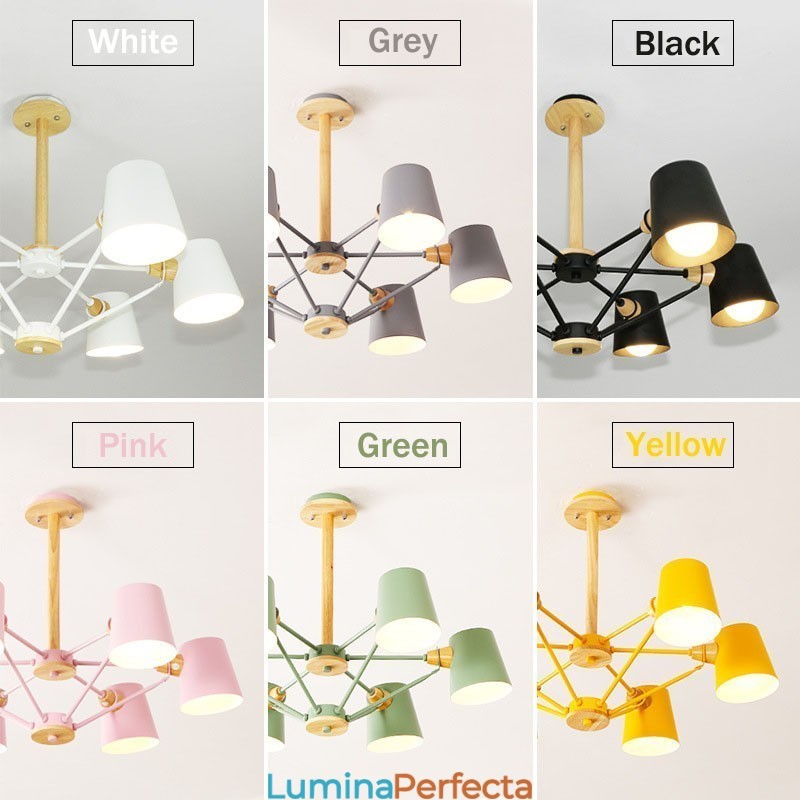 Mai multe culori din lemn de macaron pictură vintage caracteristică candelabru din metal