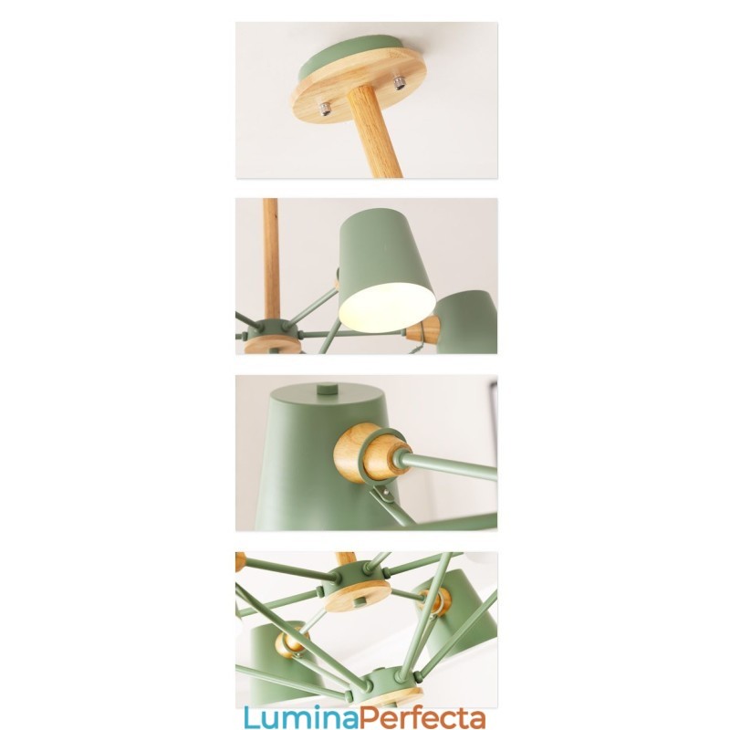 Mai multe culori din lemn de macaron pictură vintage caracteristică candelabru din metal