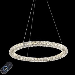 Lumină suspendată de tavan din cristal inel modern Candelabru de cristal Iluminat de interior Lămpi de iluminat reglabil cu telecomandă