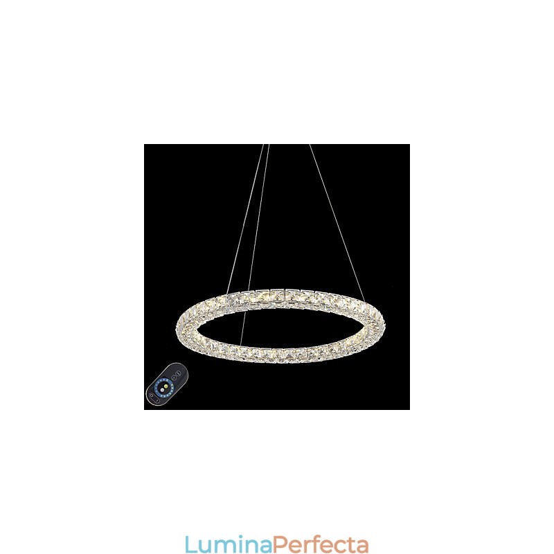 Lumină suspendată de tavan din cristal inel modern Candelabru de cristal Iluminat de interior Lămpi de iluminat reglabil cu telecomandă