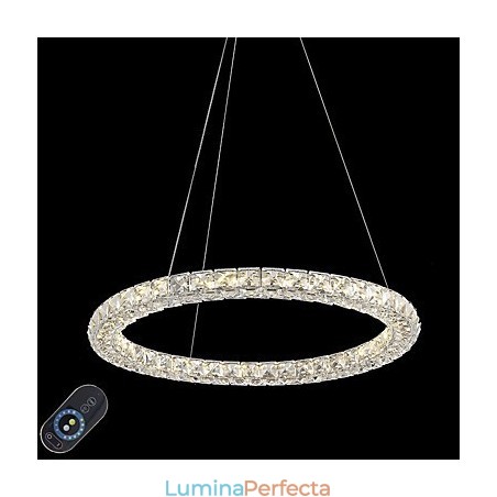 Lumină suspendată de tavan din cristal inel modern Candelabru de cristal Iluminat de interior Lămpi de iluminat reglabil cu telecomandă Lumină suspendată de tavan din cristal inel modern Candelabru de cristal Iluminat de interior Lămpi de iluminat reglabil cu telecomandă