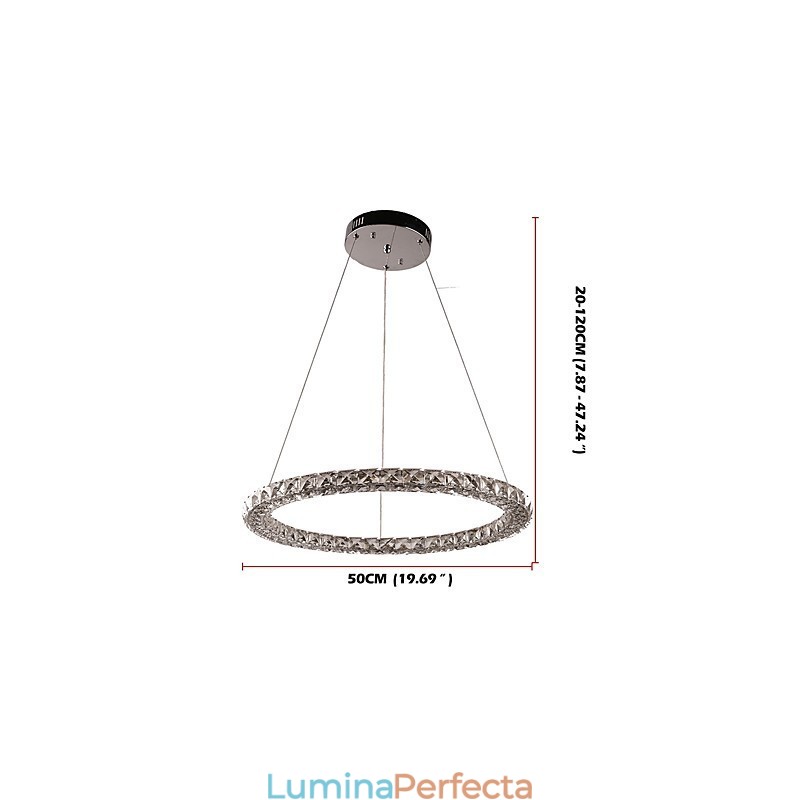 Lumină suspendată de tavan din cristal inel modern Candelabru de cristal Iluminat de interior Lămpi de iluminat reglabil cu telecomandă