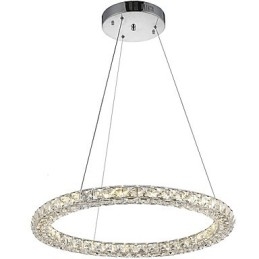 Lumină suspendată de tavan din cristal inel modern Candelabru de cristal Iluminat de interior Lămpi de iluminat reglabil cu telecomandă