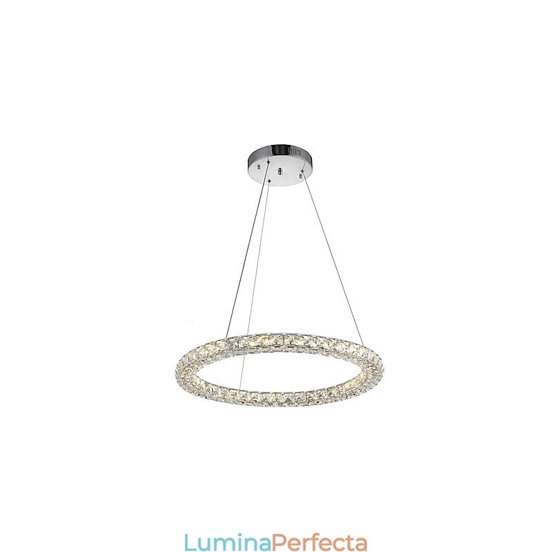 Lumină suspendată de tavan din cristal inel modern Candelabru de cristal Iluminat de interior Lămpi de iluminat reglabil cu telecomandă