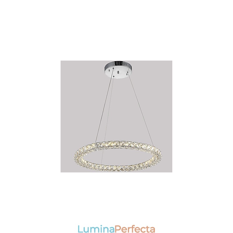 Lumină suspendată de tavan din cristal inel modern Candelabru de cristal Iluminat de interior Lămpi de iluminat reglabil cu telecomandă
