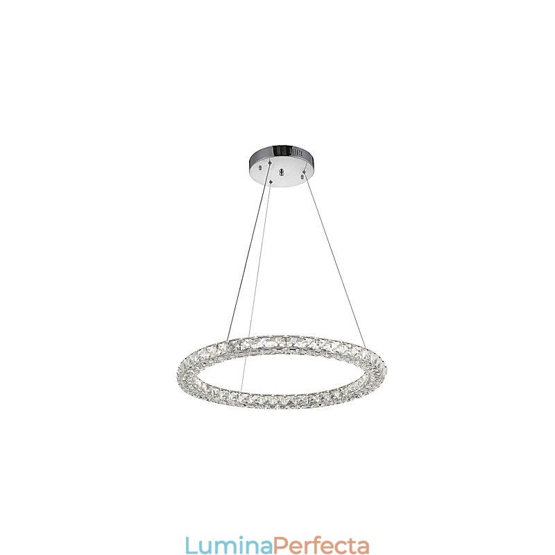 Lumină suspendată de tavan din cristal inel modern Candelabru de cristal Iluminat de interior Lămpi de iluminat reglabil cu telecomandă