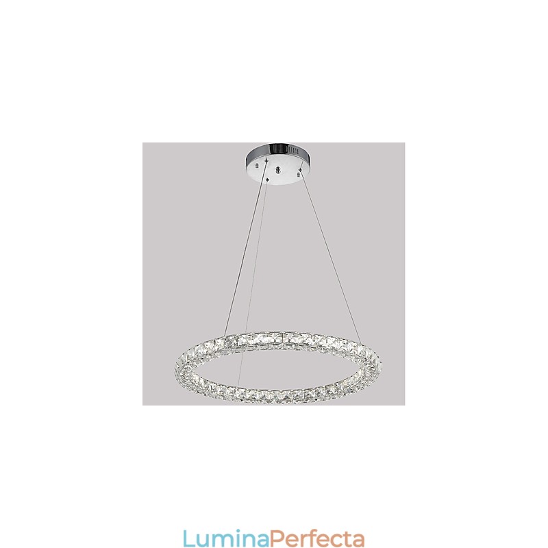 Lumină suspendată de tavan din cristal inel modern Candelabru de cristal Iluminat de interior Lămpi de iluminat reglabil cu telecomandă
