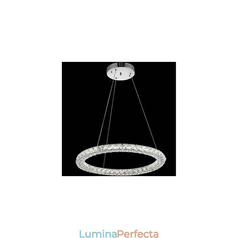 Lumină suspendată de tavan din cristal inel modern Candelabru de cristal Iluminat de interior Lămpi de iluminat reglabil cu telecomandă
