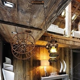 Rustic Lodge Vintage Retro Country Globe Pictură Caracteristică pentru Mini Style Designers Candelabru din metal
