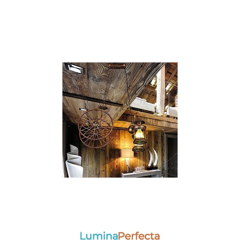 Rustic Lodge Vintage Retro Country Globe Pictură Caracteristică pentru Mini Style Designers Candelabru din metal