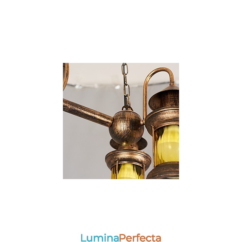 Rustic Lodge Vintage Retro Country Globe Pictură Caracteristică pentru Mini Style Designers Candelabru din metal