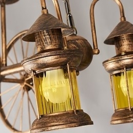 Rustic Lodge Vintage Retro Country Globe Pictură Caracteristică pentru Mini Style Designers Candelabru din metal