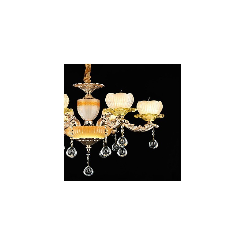 Caracteristică tradițională clasică din aliaj de zinc pentru candelabru din metal cu 6 becuri în stil mini cristal