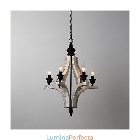 Pictura de epocă Caracteristică Candelabru din lemn de bambus în stil mini Lampă cu suspendare Decorate