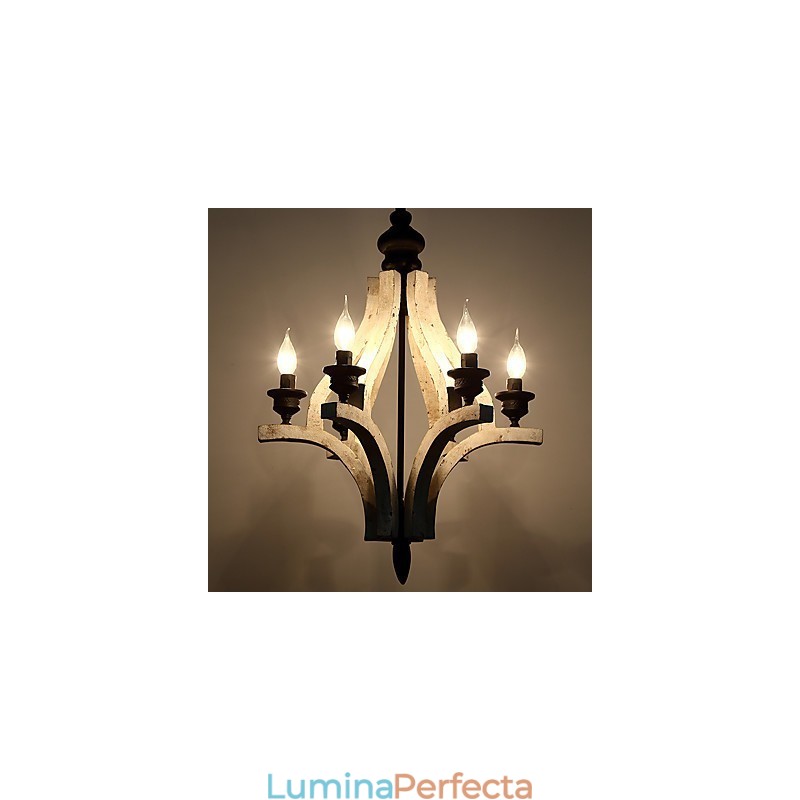 Pictura de epocă Caracteristică Candelabru din lemn de bambus în stil mini Lampă cu suspendare Decorate