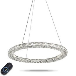 Lumină suspendată de cristal inel modern Candelabru de cristal Plafoniere Lămpi de interior Corpuri reglabile cu telecomandă