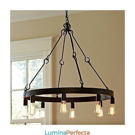 Lampă suspendată din fier în stil retro cu 8 lumini Lampă suspendată din fier în stil retro cu 8 lumini