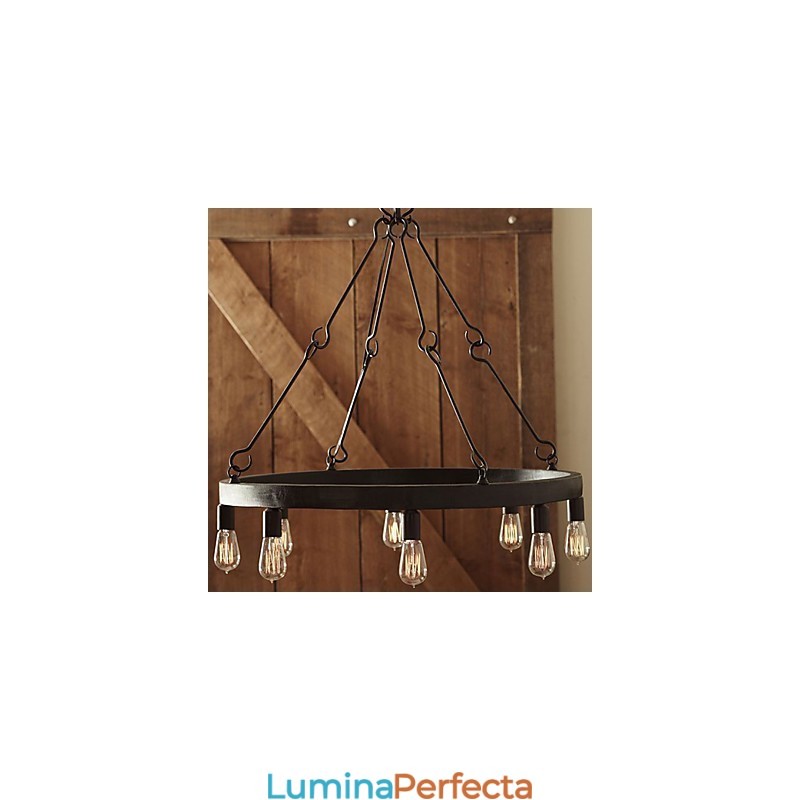 Lampă suspendată din fier în stil retro cu 8 lumini