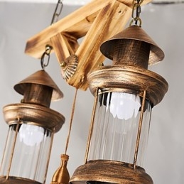 Rustic Lodge Globe Vintage Retro Country Painting Caracteristică pentru Mini Style Designers Candelabru din metal