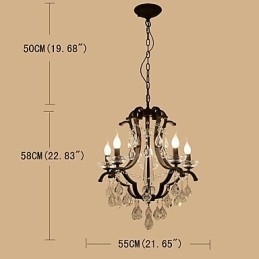 Candelabru de cristal cu 5 lumini Modern Contemporan Tradițional Clasic Rustic Lodge Vintage Retro Lantern Tambur Pictură de țară