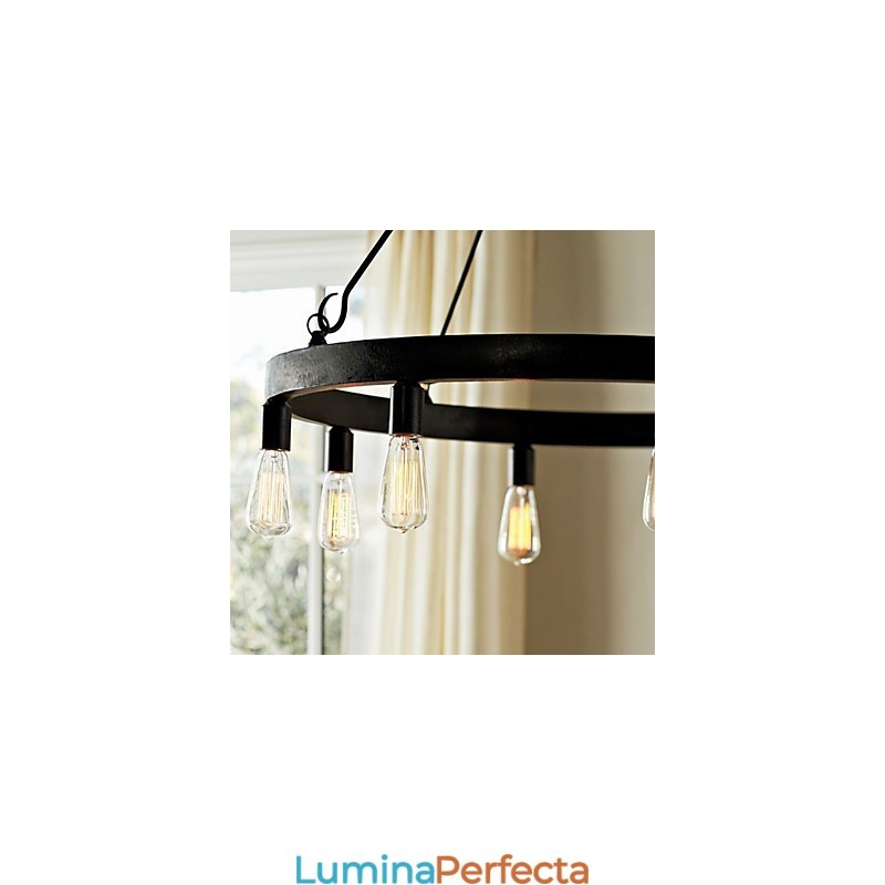 Lampă suspendată din fier în stil retro cu 8 lumini