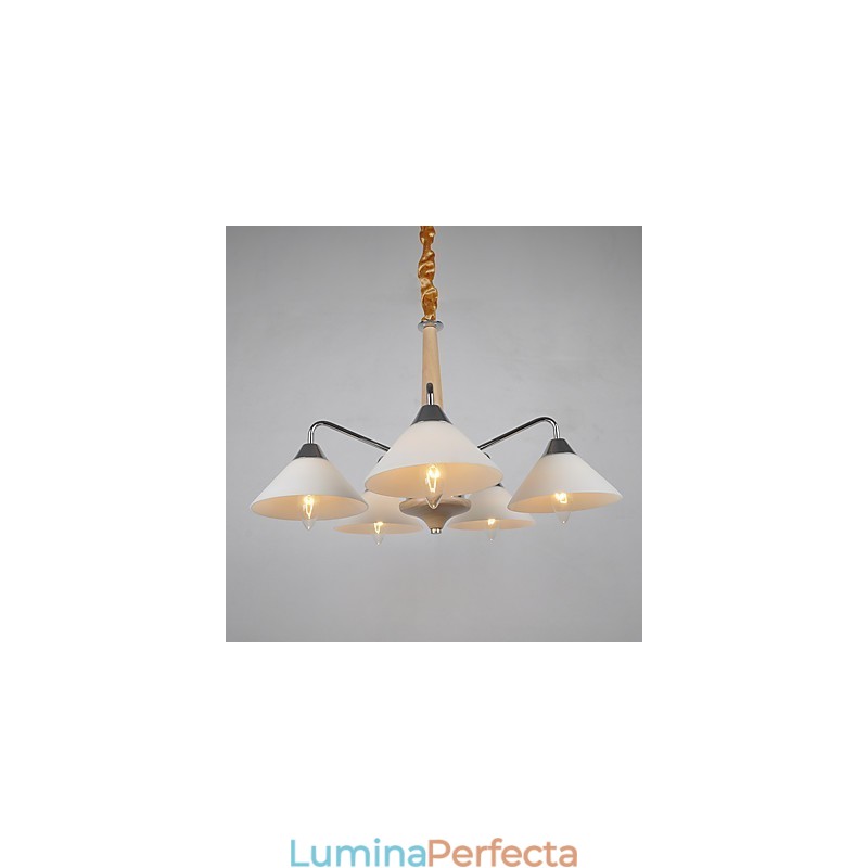 Caracteristică galvanizată modernă și contemporană de țară pentru candelabru din lemn de bambus