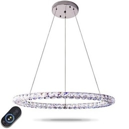 Lumină suspendată din cristal cu inel modern Candelabru din cristal modern Plafoniere Corpuri pentru lămpi de interior reglabile cu telecomandă