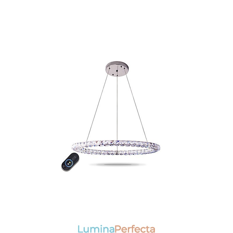 Lumină suspendată din cristal cu inel modern Candelabru din cristal modern Plafoniere Corpuri pentru lămpi de interior reglabile cu telecomandă
