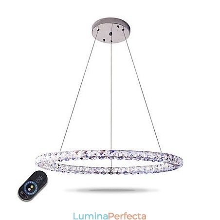 Lumină suspendată din cristal cu inel modern Candelabru din cristal modern Plafoniere Corpuri pentru lămpi de interior reglabile cu telecomandă