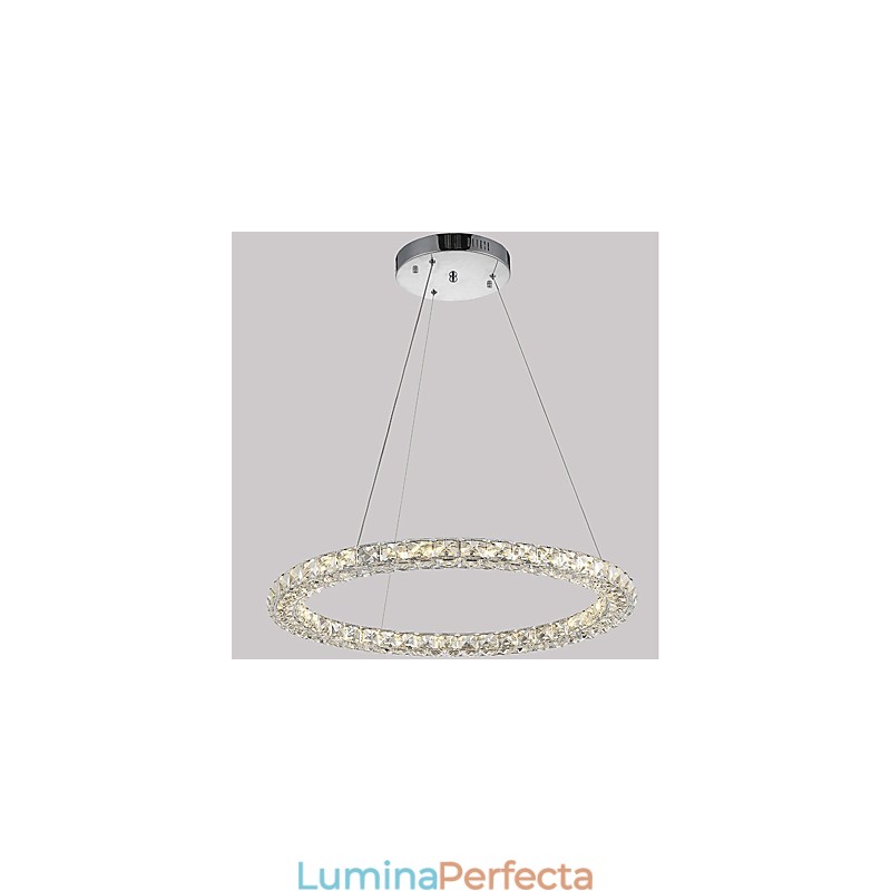 Lumină suspendată din cristal cu inel modern Candelabru din cristal modern Plafoniere Corpuri pentru lămpi de interior reglabile cu telecomandă