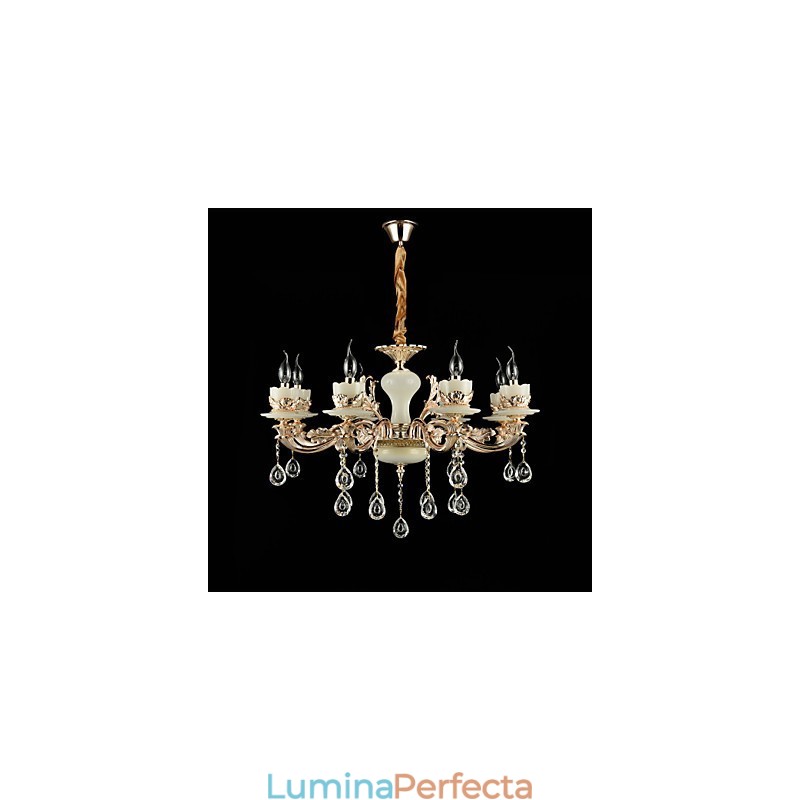 Caracteristică tradițională clasică din aliaj de zinc pentru candelabru din metal cu 8 becuri în stil mini cristal