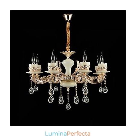 Caracteristică tradițională clasică din aliaj de zinc pentru candelabru din metal cu 8 becuri în stil mini cristal Caracteristică tradițională clasică din aliaj de zinc pentru candelabru din metal cu 8 becuri în stil mini cristal