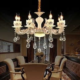 Caracteristică tradițională clasică din aliaj de zinc pentru candelabru din metal cu 8 becuri în stil mini cristal
