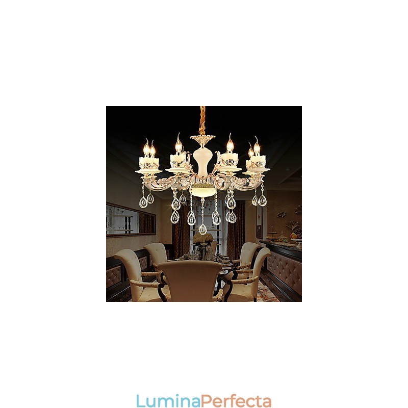 Caracteristică tradițională clasică din aliaj de zinc pentru candelabru din metal cu 8 becuri în stil mini cristal