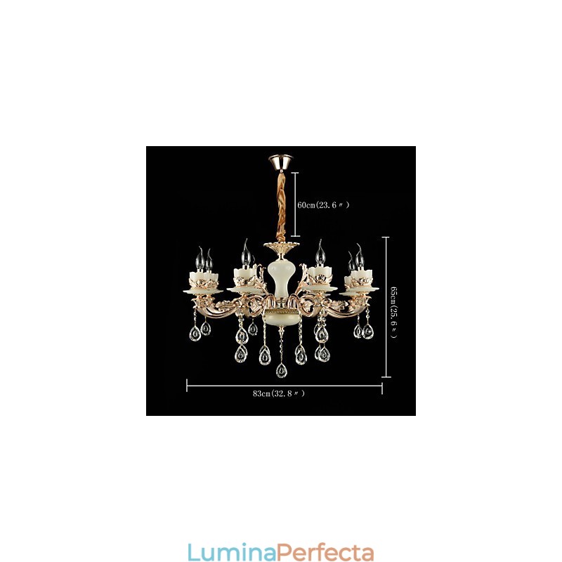 Caracteristică tradițională clasică din aliaj de zinc pentru candelabru din metal cu 8 becuri în stil mini cristal