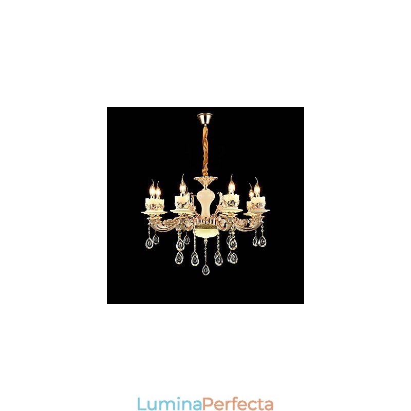 Caracteristică tradițională clasică din aliaj de zinc pentru candelabru din metal cu 8 becuri în stil mini cristal