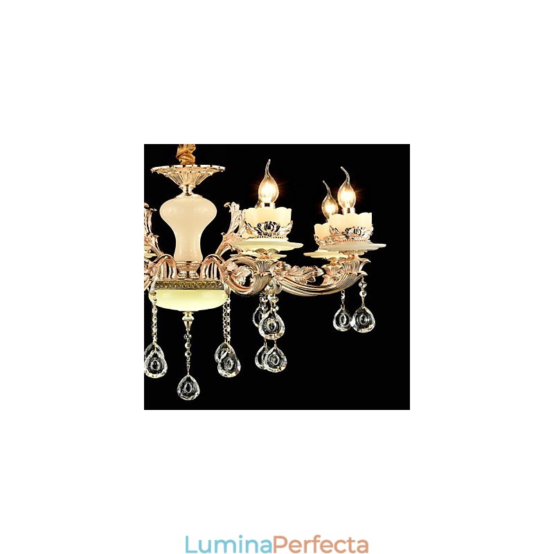 Caracteristică tradițională clasică din aliaj de zinc pentru candelabru din metal cu 8 becuri în stil mini cristal