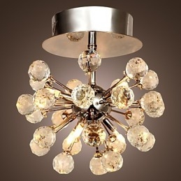 Candelabru modern, contemporan, din cristal, în stil mini, din metal cromat