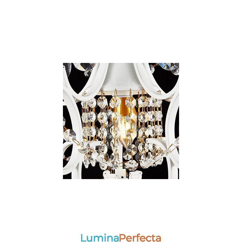Candelabru pentru pictură din fier cu lampă modernă din cristal transparent