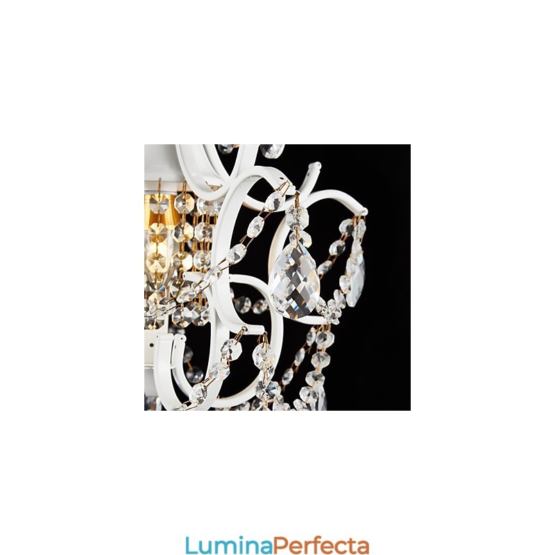 Candelabru pentru pictură din fier cu lampă modernă din cristal transparent