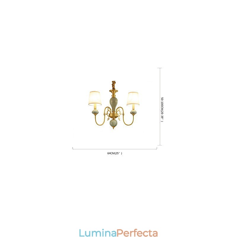 Caracteristică tradițională clasică din alamă, pentru candelabru din metal cu 3 becuri în stil mini