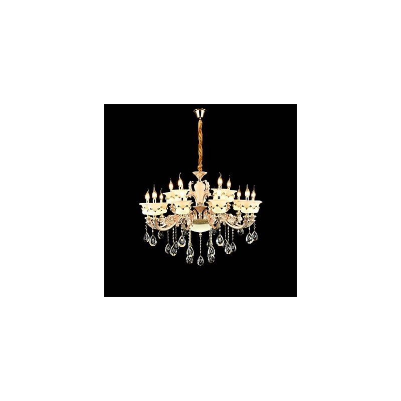 Caracteristică tradițională clasică din aliaj de zinc pentru candelabru cu 15 becuri din metal în stil mini de cristal