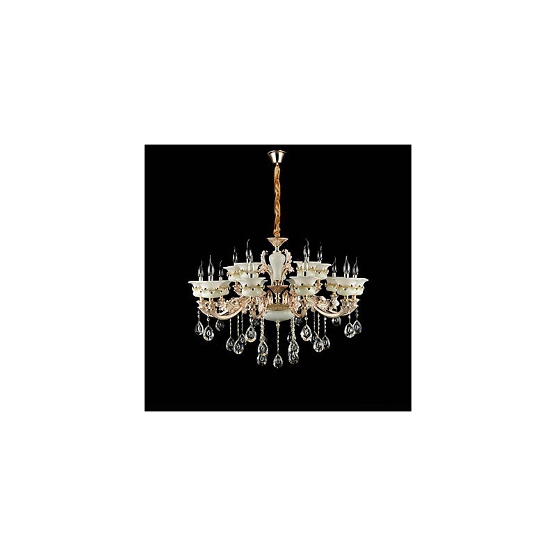 Caracteristică tradițională clasică din aliaj de zinc pentru candelabru cu 15 becuri din metal în stil mini de cristal