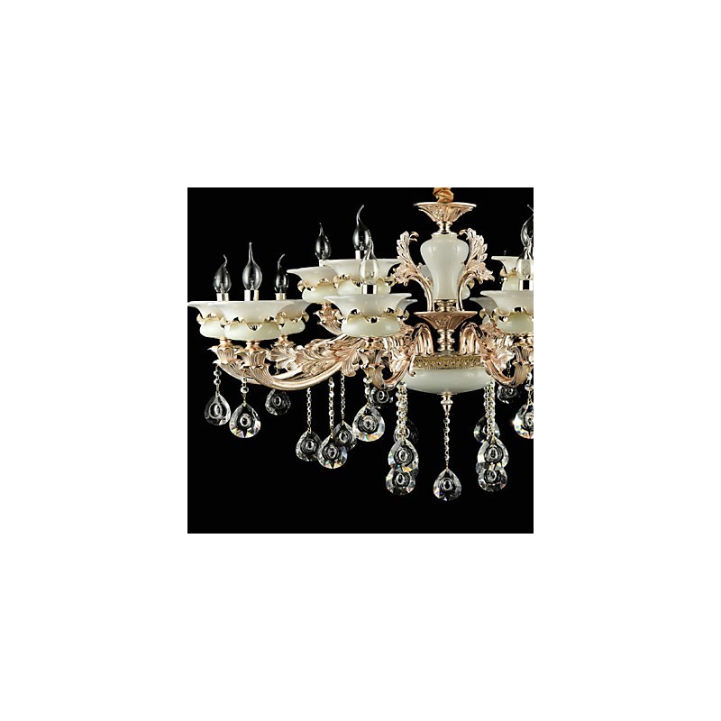 Caracteristică tradițională clasică din aliaj de zinc pentru candelabru cu 15 becuri din metal în stil mini de cristal