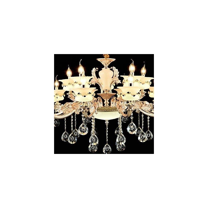 Caracteristică tradițională clasică din aliaj de zinc pentru candelabru cu 15 becuri din metal în stil mini de cristal