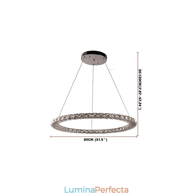 Lampă cu pandantiv din cristal inel Candelabru din cristal modern Plafoniere Corpuri pentru lămpi de interior reglabile cu telecomandă