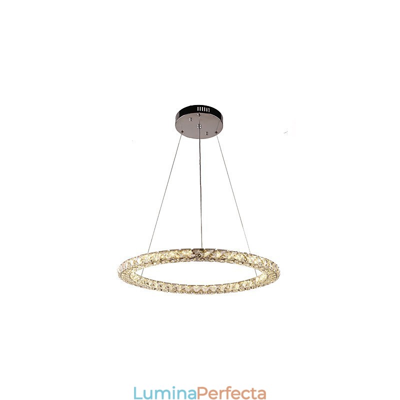 Lampă cu pandantiv din cristal inel Candelabru din cristal modern Plafoniere Corpuri pentru lămpi de interior reglabile cu telecomandă