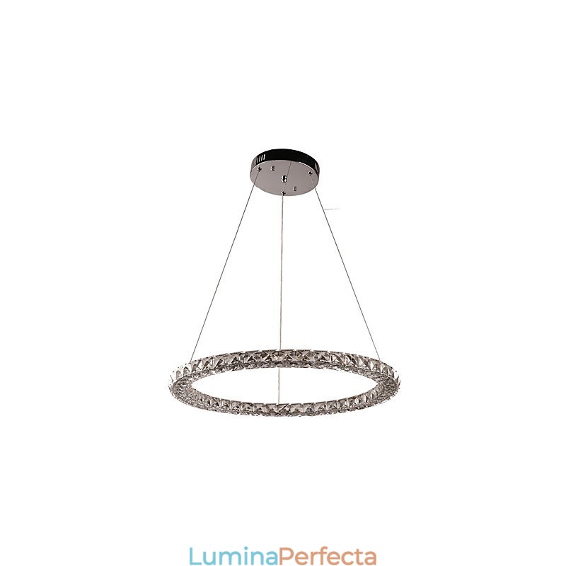 Lampă cu pandantiv din cristal inel Candelabru din cristal modern Plafoniere Corpuri pentru lămpi de interior reglabile cu telecomandă