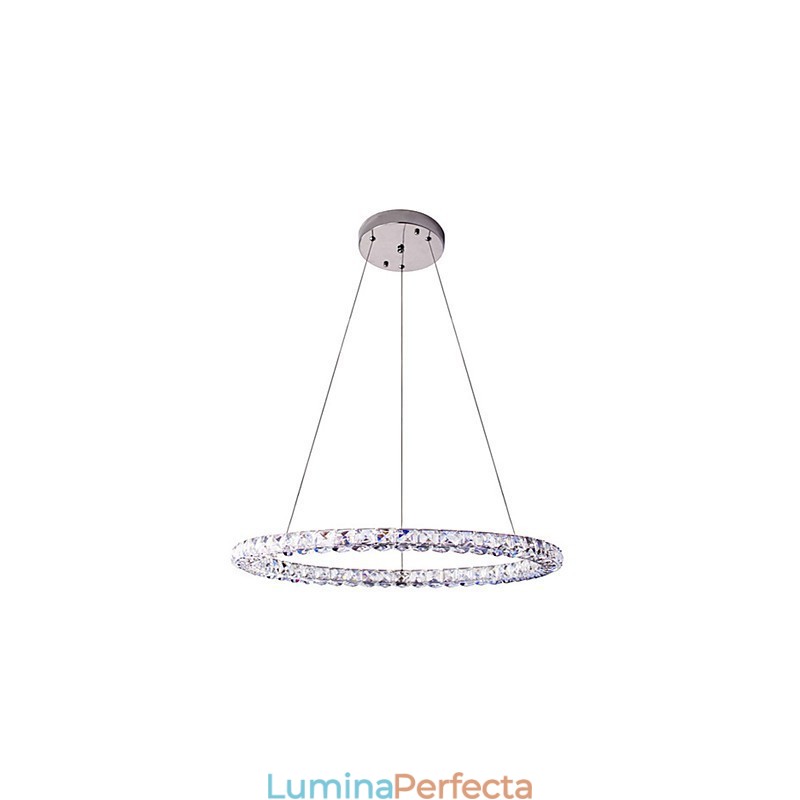 Lampă cu pandantiv din cristal inel Candelabru din cristal modern Plafoniere Corpuri pentru lămpi de interior reglabile cu telecomandă