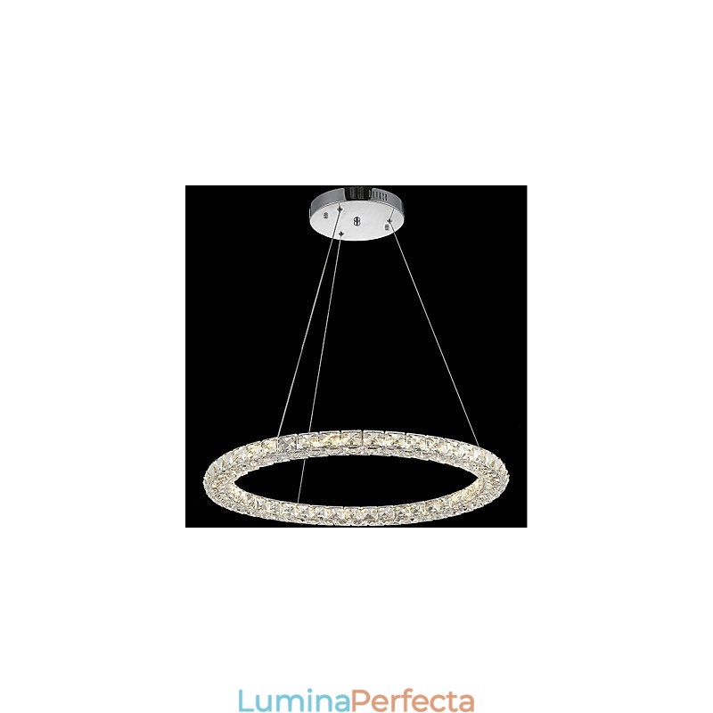 Lampă cu pandantiv din cristal inel Candelabru din cristal modern Plafoniere Corpuri pentru lămpi de interior reglabile cu telecomandă